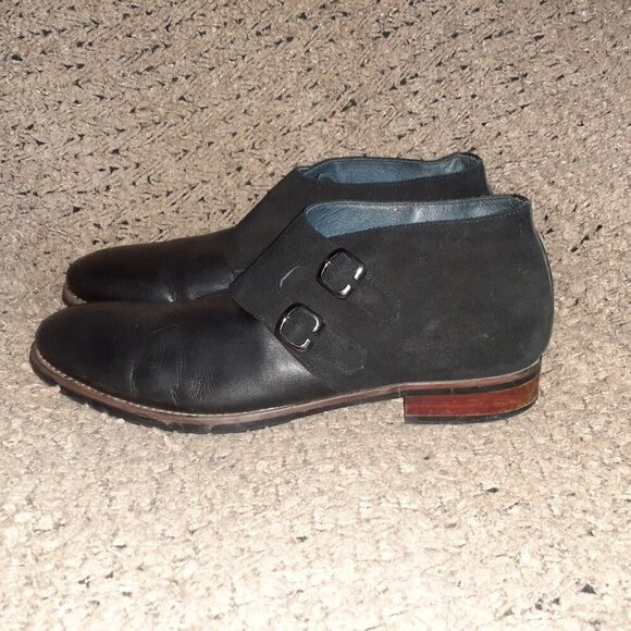 ZANZARA-Napoli Chukka Boot-Double Monk Strap-Black Leather/Suede-Sz 11-Excellent main image 5
